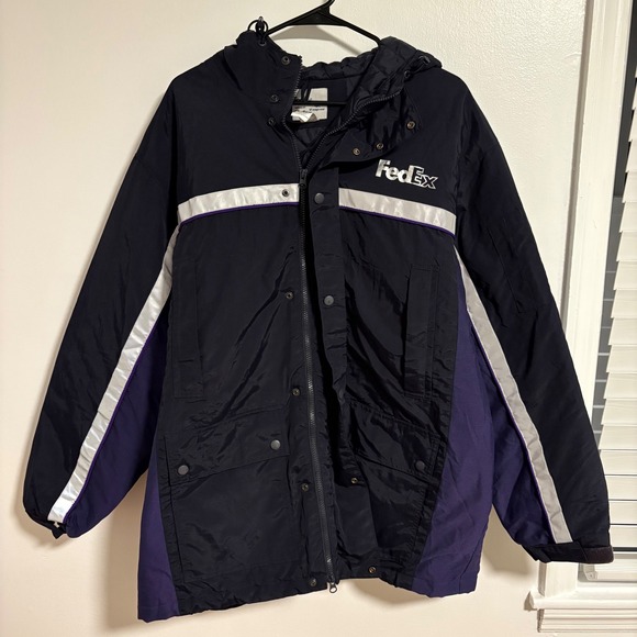 FedEx VF Imagewear Insulated Hooded Jacket Mens Large Reflective Stan Herman - Picture 2 of 6